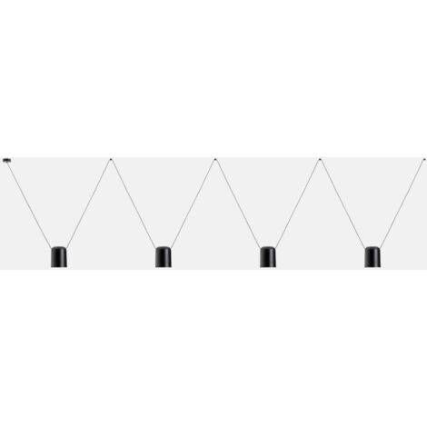 Leds-C4 Attic - Suspension décorative au plafond noir mat 4x E27 / 175cm x 800cm