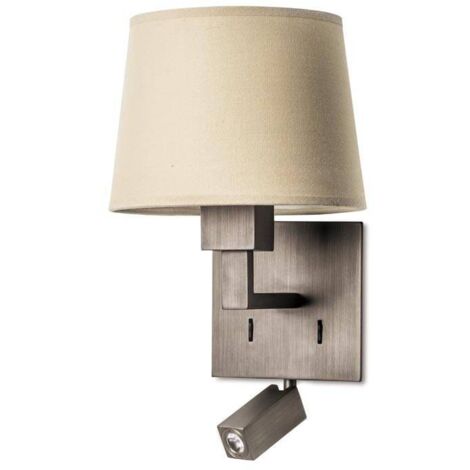 Leds-C4 Bali - Applique murale d'intérieur à 2 ampoules LED bronze avec lampe de lecture, E27