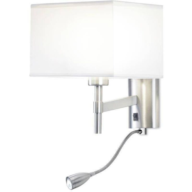 Bristol - Applique led a 2 luci per interni Nichel satinato con lampada da lettura, attacco E27 - Leds-c4