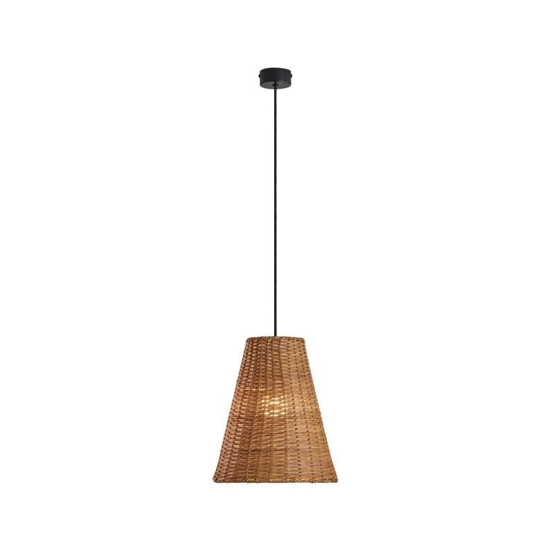 LedsC4 Lampada a Sospensioni Caribe Ø260 E27 15W Nero Rattan Naturale 517Lm