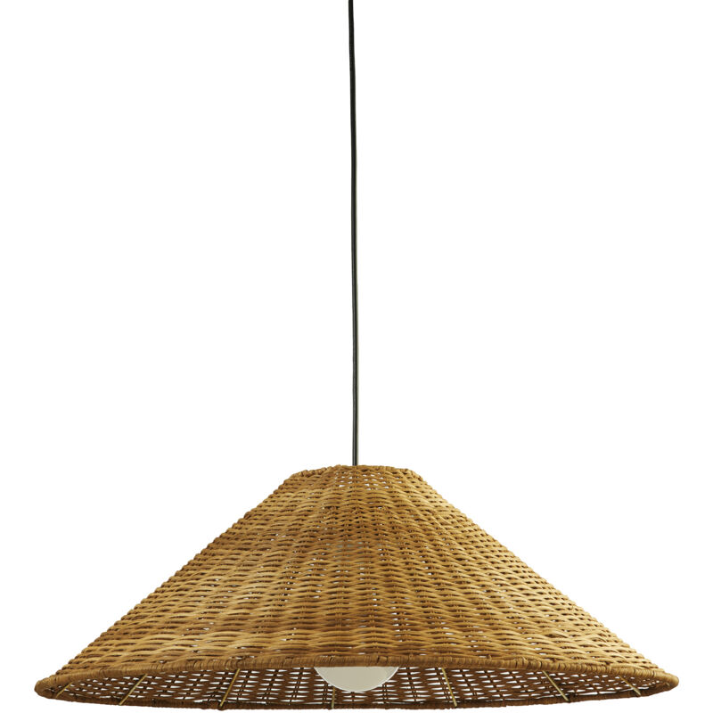 Caribe Lámpara Colgante de Techo Ø600 E27 Negro Ratan Natural