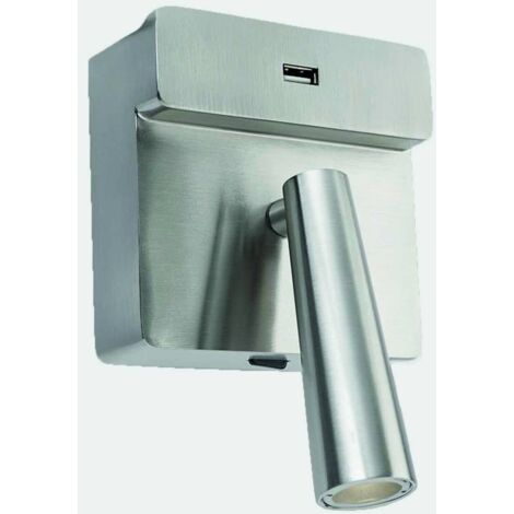 Leds-C4 Gamma - Lámpara LED de lectura de pared USB níquel satinado 175lm 2700K