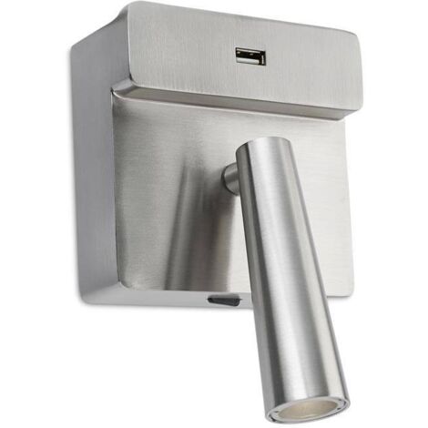 Leds-C4 Gamma - Liseuse murale LED USB Nickel satiné 175lm 2700K
