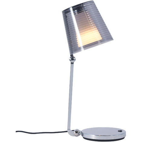 Leds-C4 GROK - 1 Licht verstellbare Tischlampe Chrom mit Rauchschirm, E14
