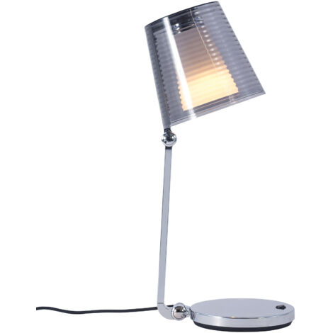 Leds-C4 GROK - Lampada da tavolo regolabile a 1 luce cromata con paralume fumè, E14