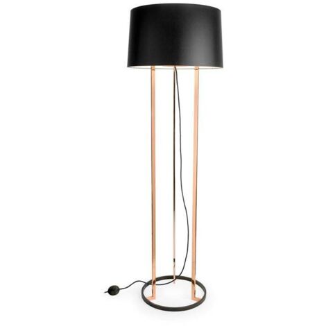 Leds-C4 GROK - Lampadaire à 3 ampoules noir, cuivre avec abat-jour en tissu noir, E27