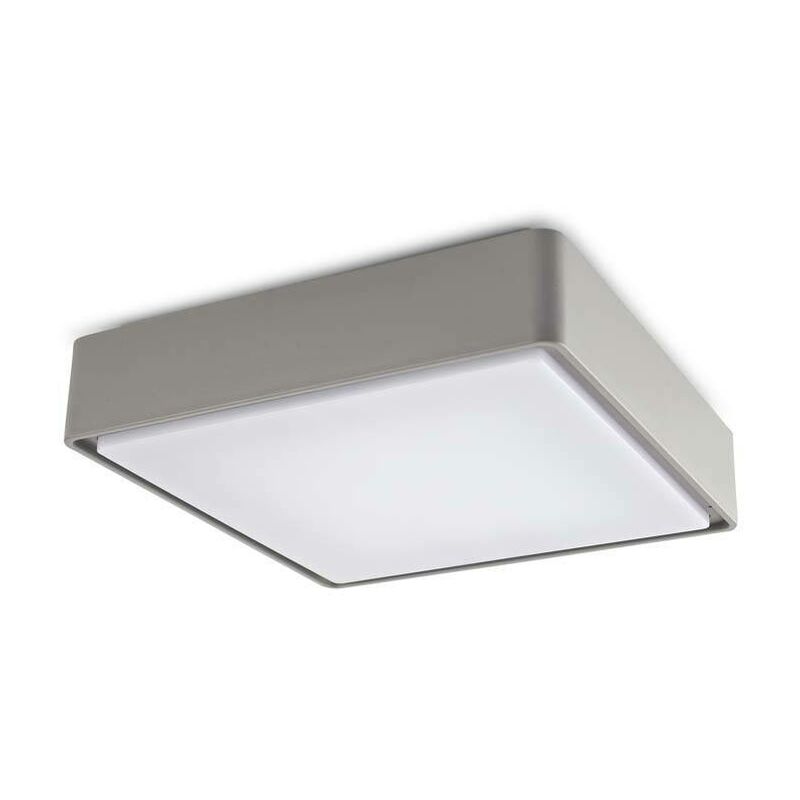 Kossel - Outdoor led Square Flush Ceiling Light Grey 22cm 644lm 3000K IP65 - Leds-c4