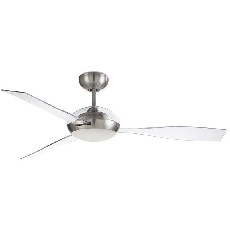 Efectoled - leds C4 Sirocco 3 Blade 132cm Ceiling Fan with led Light Satin Nickel, Tranparent Blades