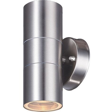 LED's light LED Außenleuchte Lichtaustritt oben/unten, rund, GU10 Sockel, Edelstahl - 160 x 60 x 92 mm