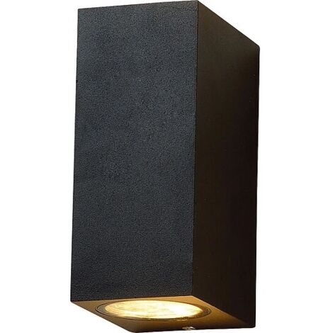 LED's light LED Außenleuchte Lichtaustritt oben/unten,eckig, GU10 Sockel, schwarz matt - 92 x 68 x 150 mm