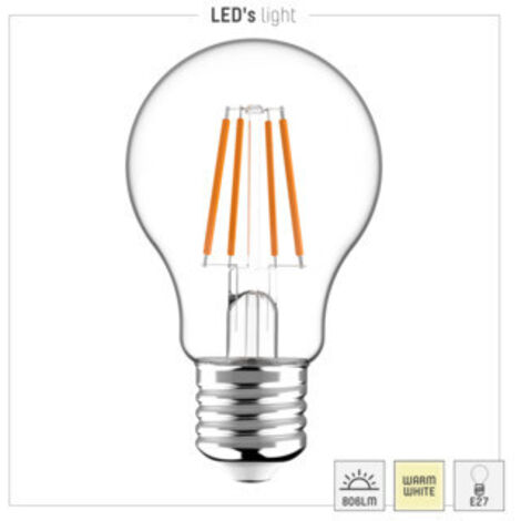 LED's light LED Filament Leuchtmittel - Glühlampe A60, E27, 7W, 2700K, Klar 330° - 806 lm