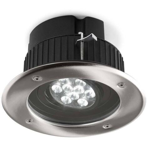 LedsC4 Gea - Downlight LED Encastrable LED 22W et 1915lm avec Blanc Neutre 4000K. Diamètre 19cm. Structure en Acier, cristal. Usage Extérieur IP66. Coloris Acero inoxidable aisi 316, transparent