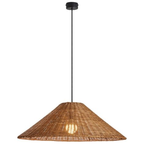 LedsC4 Lampada a Sospensioni Caribe Ø600 E27 15W Nero Rattan Naturale 722Lm