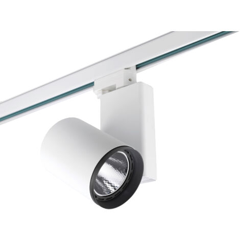 LedsC4 Mach3 - Foco de Carril LED 28.4W y 2242lm con Luz Cálida 3000K. Diámetro 9.6cm. Estructura de Aluminio. Color Blanco
