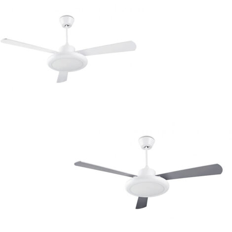 LedsC4 Ventilateur du Plafond Ip20 Bahia Led 24.4W Blanc Chaud - 3000K On-Off Blanc Brillant Gri