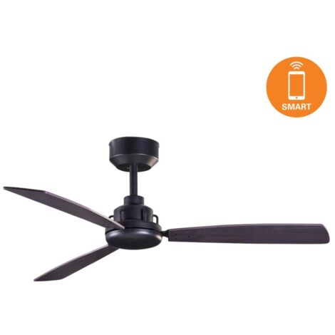 Ventilatore da soffitto, Fiji, 132cm, corpo nero/ pale con design foglia  di palma, con luce, Lba