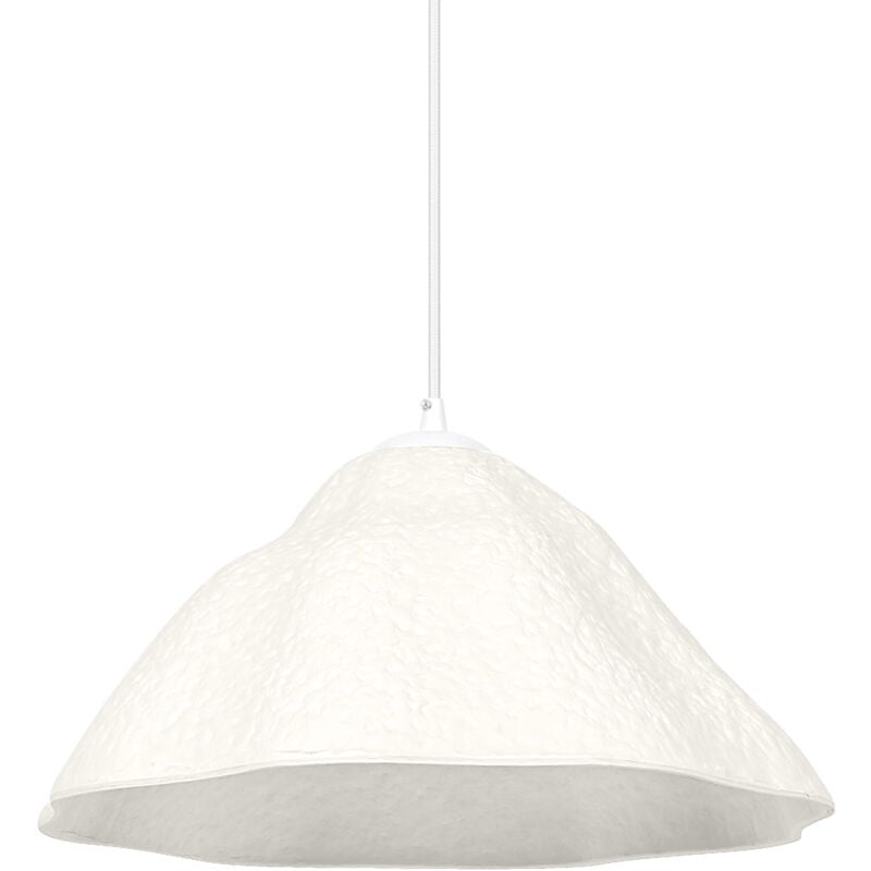 Blanc luminaire suspendu décoratif Lotus Leaf en métal et papier mâché, E27, diamètre 396 mm, abat-jour en matériau recyclé, durable grâce à une