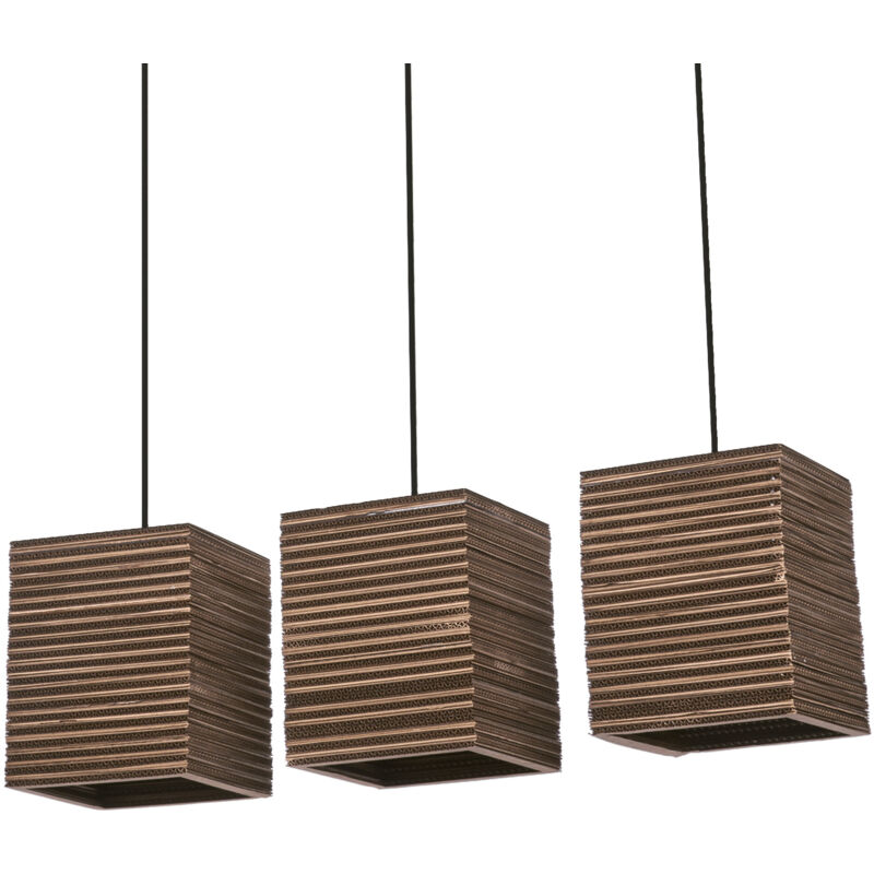 Ledvance - 3 lampes Decor Cardboard Square marron en carton ondulé, E27, longueur 830 mm, abat-jour en matériau recyclé, durabgrâce à une source