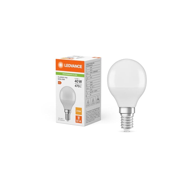 Classic led E14 poire dépolie 4.9W 470LM - 827 blanc très chaud équivalent 40W 4099854049385 - Ledvance