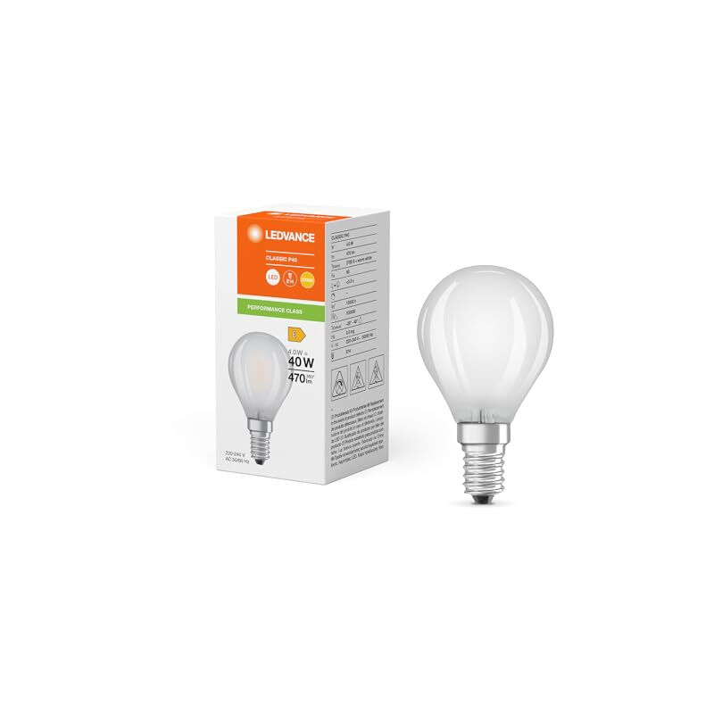 Classic led E14 poire filament dépolie 4W 470LM - 827 blanc très chaud équivalent 40W 4099854069154 - Ledvance