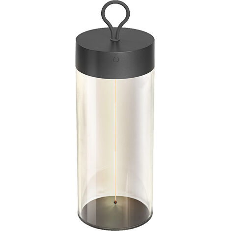 LEDVANCE DECOR FILAMENT LED-Tischleuchte 320mm, dunkelgrau, 1,2W, 105lm, kabellos, modernes Filament Design, individuelle Helligkeitssteuerung, dimmbar, Touch-Technologie, Lithium-Akku, IP20, 2700K