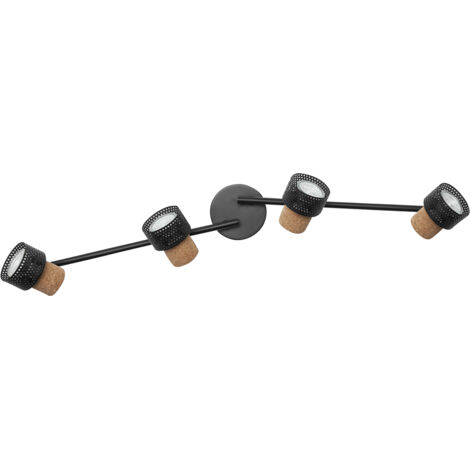 LEDVANCE DECOR SPOT CORK, 4 x 3,4W, 920lm, schwarz, Spotleuchte, verstellbare Köpfe, vielseitig anwendbar, Innenraumspot, austauschbare LED-Lampen, dimmbar, warmweiße Lichtfarbe, GU10