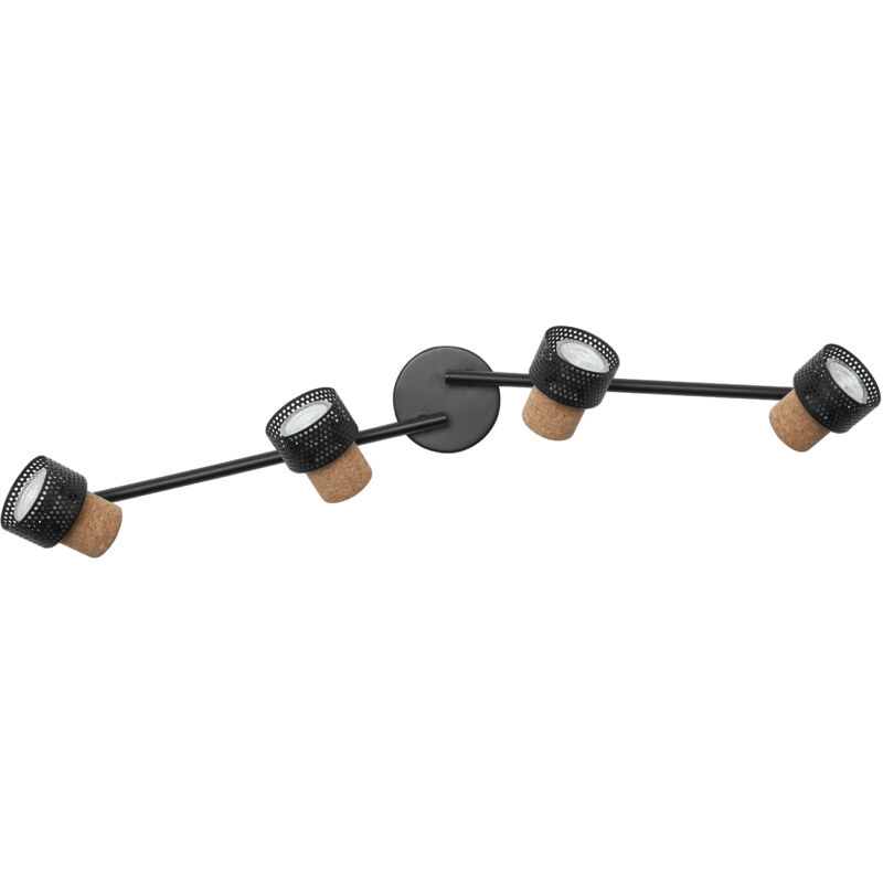 Decor spot cork 4 x 3,4W, 920lm, noir, spot, têtes réglables, utilisation polyvalente, spot intérieur, led remplaçables, dimmable, lumière chaude,