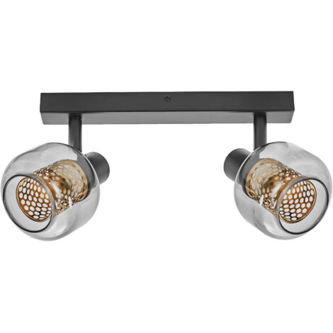 LEDVANCE Decor Spot Firefly Lampe noire, style industriel, 2 x 2,8 W, 500 lm, 2700 K, boîtier en métal et verre, douille E14, montage facile, ampoule OSRAM dimmable incluse.