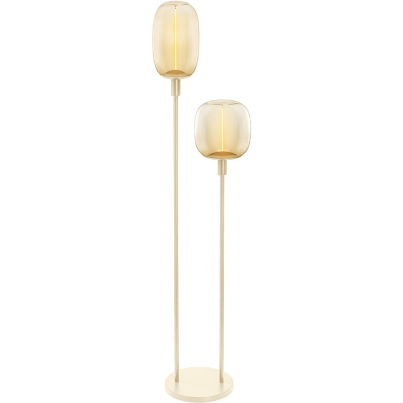 Decor stick floor: Lampe sur pied, 2 x E27, beige, acier inoxydable, scénarios lumineux personnalisés, idéale pour les espaces de vie, interrupteur