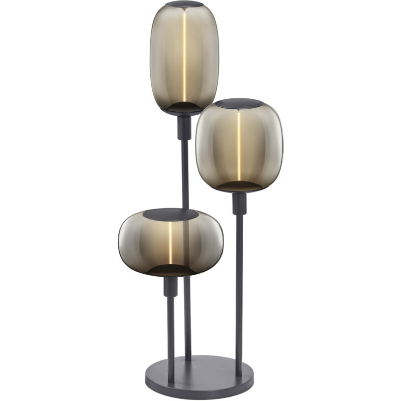 Decor stick floor: Lampe sur pied, 3 x E27, gris foncé, acier inoxydable, scénarios lumineux personnalisés, idéale pour les espaces de vie,