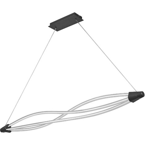 LEDVANCE Decor Swirl Lampe suspendue en polycarbonate ondulé avec LED et design filament, 22 W, 2400 lm, 3000 K, 830 blanc chaud, dimmable, gris foncé, plastique (PC), IP 20.