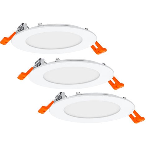 LEDVANCE Einbaustrahler Weiß, Slim Downlight mit integriertem Treiber, LED Spotleuchte, Lichtfarbe warmweiß (3000K), 8W, 120mm, IP20, 3er-Pack