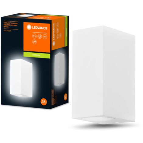 LEDVANCE ENDURA Classic Square Updown applique da esterno, colore bianco, attacco GU10 (max 35W), compatibile con lampada normale o smart, tipo up/down, grado di protezione IP44