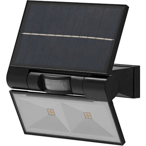 LEDVANCE ENDURA SOLAR DOUBLE Sensor - Solar Flutlicht, LED Strahler mit Bewegungssensor und Tageslichtsensor, aus Edelstahl, Außenbeleuchtung mit Spritzwasserschutz IP44, 3000K warmweiß