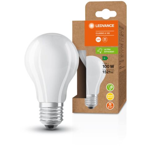 LEDVANCE Lampada a risparmio energetico, lampadina smerigliata, E27, bianco caldo (3000K), 7,2 watt, sostituisce la lampadina da 100W, altamente efficiente e a risparmio energetico, confezione da 6