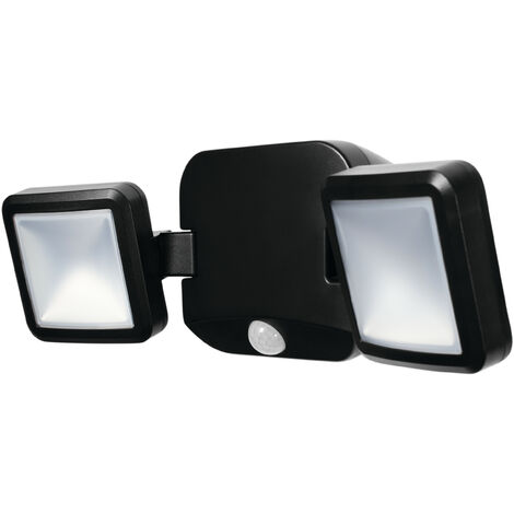 LEDVANCE Lampada da esterno LED a parete con alimentatore a batteria, Battery LED Spotlight Double / 10 W, 6 V, Bianco freddo, 4000 K, Materiale: Acrylnitril-Butadien-Styrol-Copolymer (ABS), IP54
