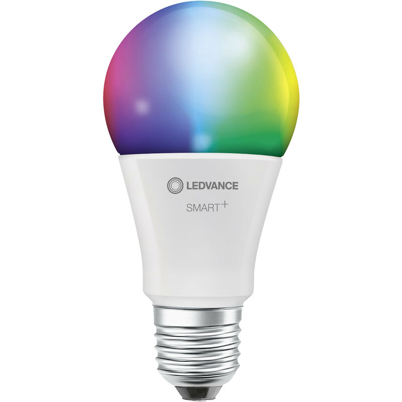 Image of Lampada a led Smart Ledvance con tecnologia WiFi, presa E27, dimmerabile, colore chiaro modificabile (2700-6500k), colori rgb modificabili,