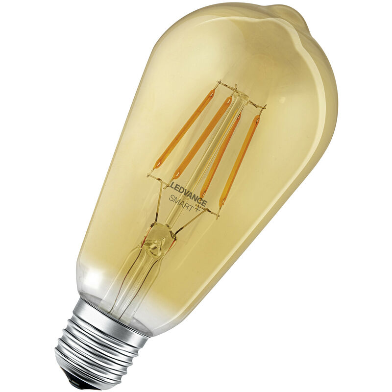 Image of LEDVANCE Lampada LED intelligente con tecnologia WiFi, E27-base vetro dorato ,Bianco caldo (2400K), 680 Lumen, sostituzione delle lampade 53W,