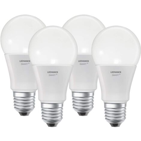 Ledvance Lampada Led Smart+ con Tecnologia Bluetooth, Base E27, Colore della Luce Variabile, 2000-6500K, Colori Rgb Modificabili, Sostituisce Lampadine da 60 W, Confezione da 4