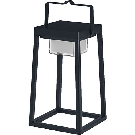 LEDVANCE Lampe de table solaire d'extérieur Bluetooth SMART+, blanc chaud 3000K + couleur, utilisable sans alimentation, jusqu'à 6,5 h d'autonomie à 100% de lumière, rechargeable, protection IP44,noir