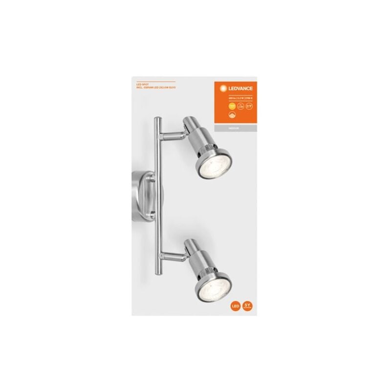 Ledvance - Spot rampe led GU10 2 x 2.6 w nickel brossé blanc chaud
