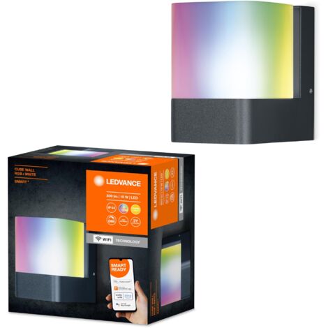 LEDVANCE Luce da esterno Smart LED da parete con tecnologia WiFi per esterno, colori RGB modificabili, realizzata in alluminio grigio scuro, compatibile con Google e Alexa, SMART+ WIFI CUBE WALL