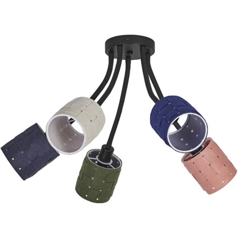 LEDVANCE luminaire de plafond décoratif en feutre 5-flamme et métal, E14, longueur 630 mm, éclairage chaleureux grâce à l'abat-jour tissé, durable grâce à une source lumineuse remplaçable, installatio