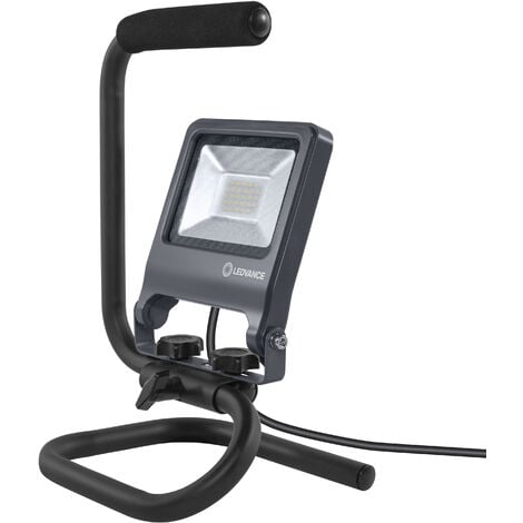 LEDVANCE Luminaires LED pour le sol, WORKLIGHTS S-STAND / 20 W, 220…240 V, Angle de rayonnement: 120°, Cool White, 4000 K, Matériau: Aluminum/acier