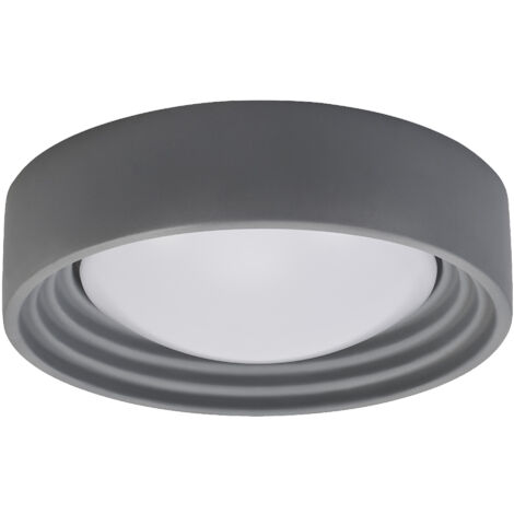 LEDVANCE ORBIS Concrete, grey concrete ceiling light with LED, 13 W, 800 lm, 3,000 K friendly warm white, dimmable in 3 steps by clicking, 300 mm diameter, IP20 protection, suitable for bathrooms