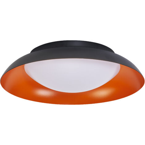 LEDVANCE Orbis Plate LED-Deckenleuchte, schwarz-orange, 19W, 1000lm, 3000K, 310mm, 830 freundliches Warmweiß, durch Kicken in 3-Stufen dimmbar, IP20 Schutz, Montageschrauben und Dübel inklusive