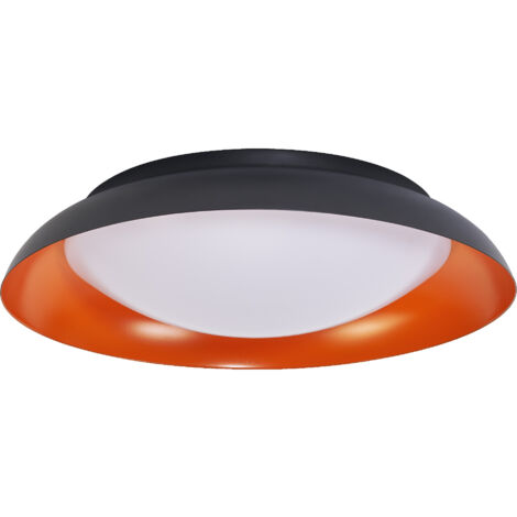 LEDVANCE Orbis Plate LED-Deckenleuchte, schwarz-orange, 35W, 1700lm, 3000K, 430mm, 830 freundliches Warmweiß, durch Kicken in 3-Stufen dimmbar, IP20 Schutz, Montageschrauben und Dübel inklusive