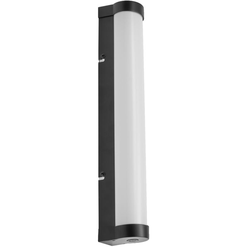 Orbis Tube miroir/applique muraavec led, verre dépoli/noir, 9W, 820lm, dimmable, 3000/4000K, diamètre 40cm, protection IP44 contre les corps