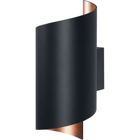 LEDVANCE ORBIS TWIST SMART+ Wi-Fi Leuchte, dimmbare LED Wandleuchte, 12W, Farbtemperatur von 3000 - 6500K, 600 Lumen, Farbkombination schwarz/kupfer, aufgedrehter Zylinderform, 23x12cm