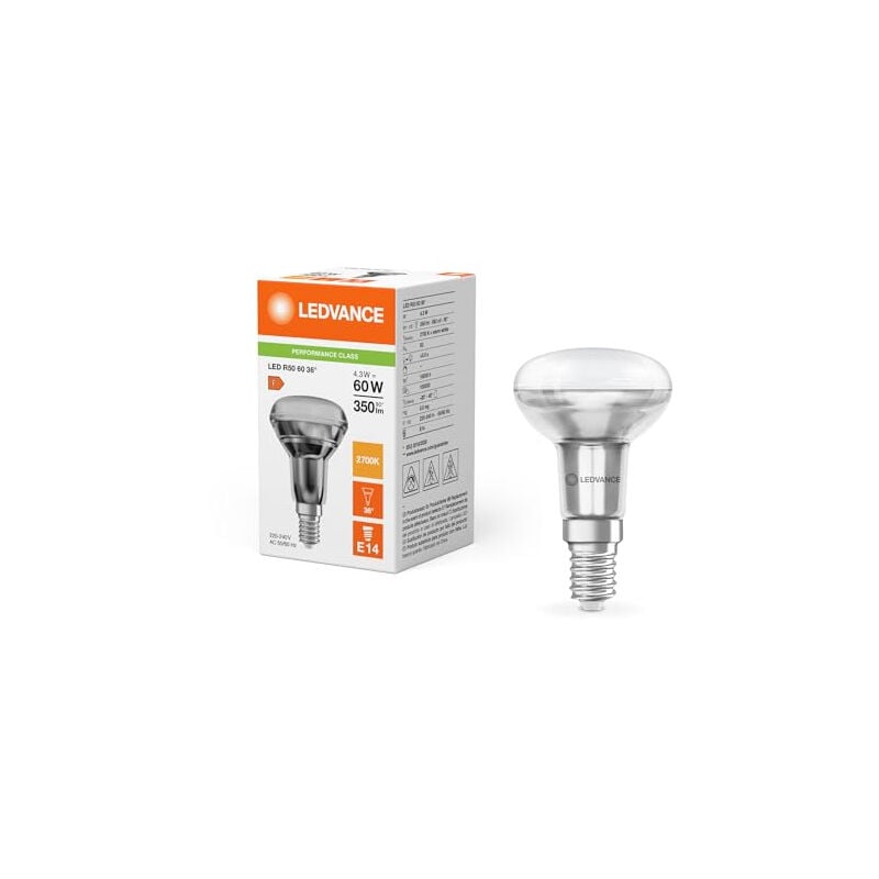 Performance spot led E14 R50 4.3W 350LM 36D - 827 blanc très chaud équivalent 60W 4099854058714 - Ledvance
